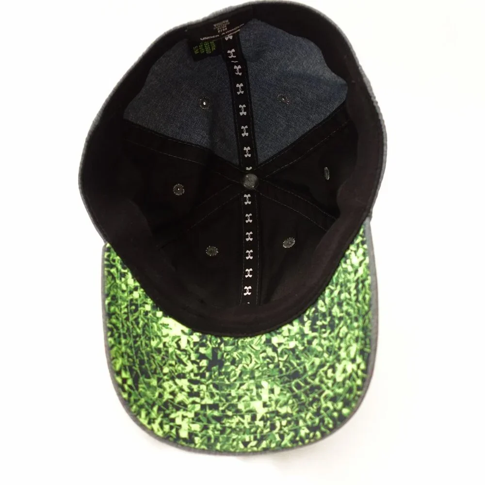 Under Armour Gray &‎ Neon Green Youth Fitted Baseball Hat Cap Sz SM / MD
